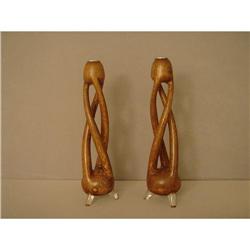 Candlesticks  Wood  Chrome  and  Lucite  a #880151