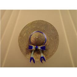 Sterling  Silver  Brooch  Enamel  Sunhat #880152