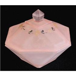 Geometrical Pink Satin Glass Deco Powder Jar #880260