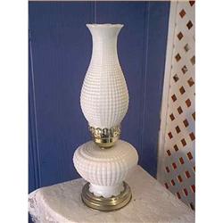 Milk Glass Hobnail Lamp Brass Base #881258