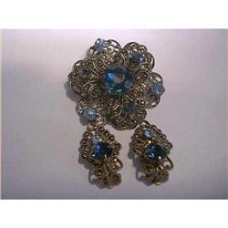Rhinestone Brooch And Earrings #881287