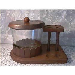 Glass Humidor With Wooden Pipe Holder #881312