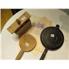 Image 1 : BUTTER PRESS, WOOD PADDLE & CAST IRON WAFFLE IRON