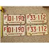 Image 1 : LOT OF 2 SETS SASKATCHEWAN 1968 FARM LICENSE PLATES