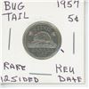Image 1 : 1957 - 5 CENT - BUGTAIL COIN