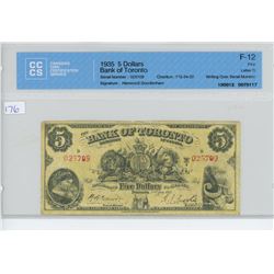 1935 - $5.00 - BANK TORONTO - CCCS
