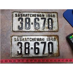 1948 LICENSE PLATE (FRONT AND BACK)