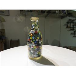 P.A. CREAMERY CO MILK BOTTLE FULL OF MARBLES