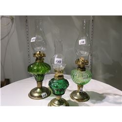 3 DECORATIVE GREEN PERFUME LAMPS
