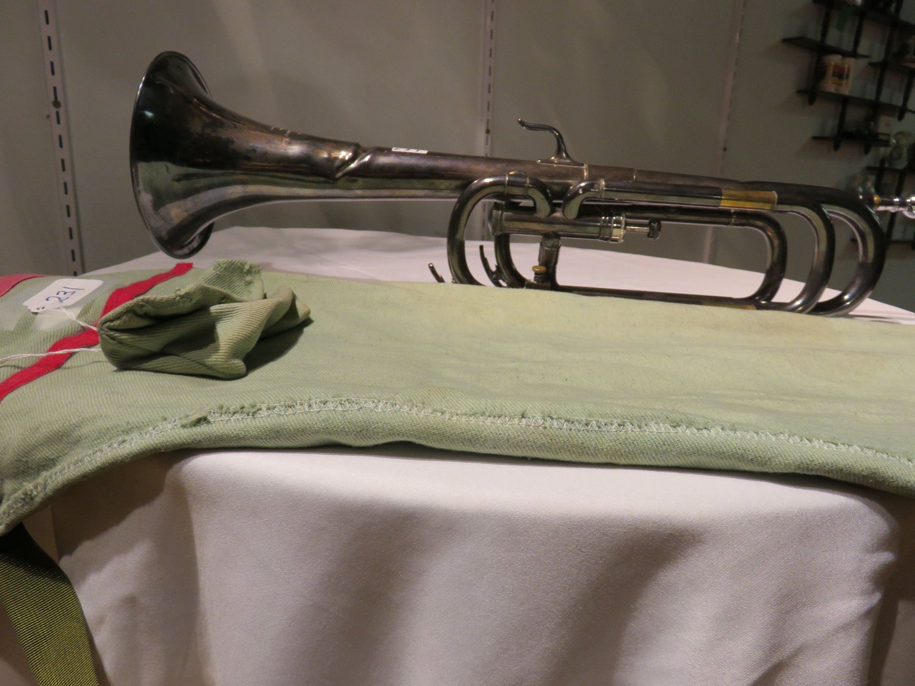 BUGLE MFG. BOOSEY & HAWKES LONDON ENGLAND, SMALL DENT HORN, MILITARY?