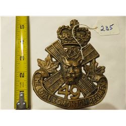 6X4 BRASS CAST PLAQUE - THE LOYAL 49TH EDMONTON REGIMENT
