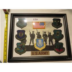 FRAMED PICTURE US ARMY GROUP BADGES