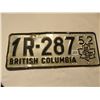 Image 1 : 1952 BRITISH COLUMBIA LICENSE PLATE