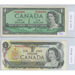 1954 & 1973 CANADIAN ONE DOLLAR BILLS