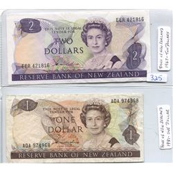 ONE AND TWO DOLLAR BANK NOTES OF NEW ZEALAND
