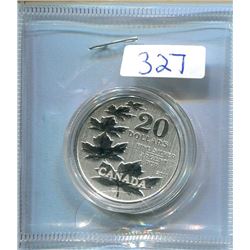 2011 TWENTY FOR TWENTY ENCAPSULATED COIN - FIVE MAPLE LEAVES - 1/4 OZ SILVER