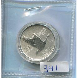 2014 20 DOLLAR COIN - .9999 1/4 OZ SILVER