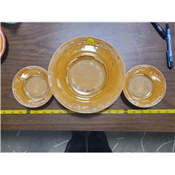 3 X FIREKING PEACH LUSTRE BOWLS
