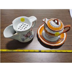 SHAVING MUG WITH BRUSH & ORANGE CREAMER W/ DISH