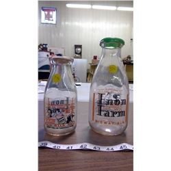 2 MILK BOTTLES - ENON FARM MIDWAY, AB