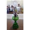 Image 1 : GREEN GLASS COAL OIL LAMP