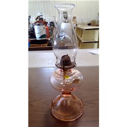 PEACH GLASS COAL OIL LAMP