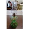 Image 1 : GREEN GLASS COAL OIL LAMP