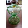 Image 2 : GREEN GLASS COAL OIL LAMP