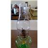 Image 3 : GREEN GLASS COAL OIL LAMP