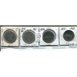 FOUR CANADIAN SILVER DOLLARS 1970, 71, 72, 73