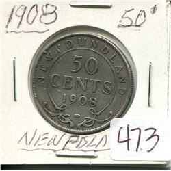 1908 NEWFOUNDLAND 50 CENT