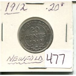 1912 NEWFOUNDLAND 20 CENT