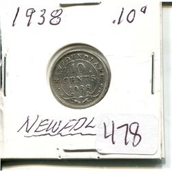 1938 NEWFOUNDLAND 10 CENT