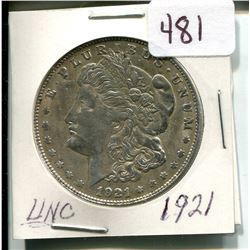 1921 US SILVER MOGAN DOLLAR