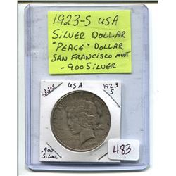 1923 US SILVER PEACE DOLLAR