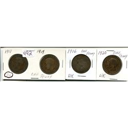 FOUR UK PACKETS 1916, 1917, 1920