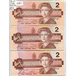 (3) 1986 $2.00 BILLS