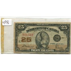 1923 25 CENT BILL (SHINPLASTER)