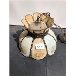 VINTAGE GLASS & BRASS CEILING FIXTURE