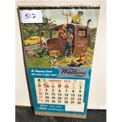 1954 N.O.S. WATKINS CALENDAR COMPLETE DATE PAD