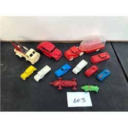 LOT OF 12 ASST. PLASTIC 1950'S & 60'S CARS & TRUCKS