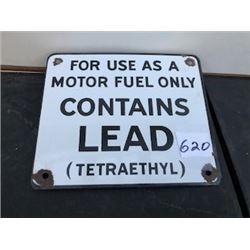 PORCELAIN CONTAINS LEAD SIGN 7"W