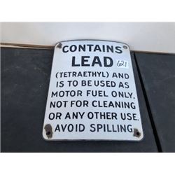 PORCELAIN CONTAINS LEAD SIGN - 7"W X 8.5"H