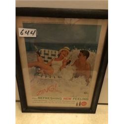 1950's COCA-COLA FRAMED AD 9.5 X 12"