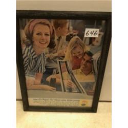 1950'S PEPSI FRAMED AD 9.5 X 12"