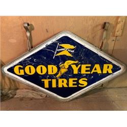 DIAMOND GOODYEAR TIRE PORCELAIN 41" TALL X 6' 6"  WIDE HAS ORIGINAL BRACKETS