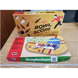 2 VINTAGE BOARD GAMES - BOWLING, STEEPLECHASE