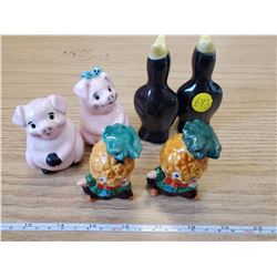 3 SETS OF SALT & PEPPER SHAKERS
