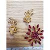 Image 2 : 3 PIECES RED RHINESTONE SET- MARKED PATENT PENDING
