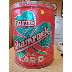 1 5 GALLON BURNS LARD TIN